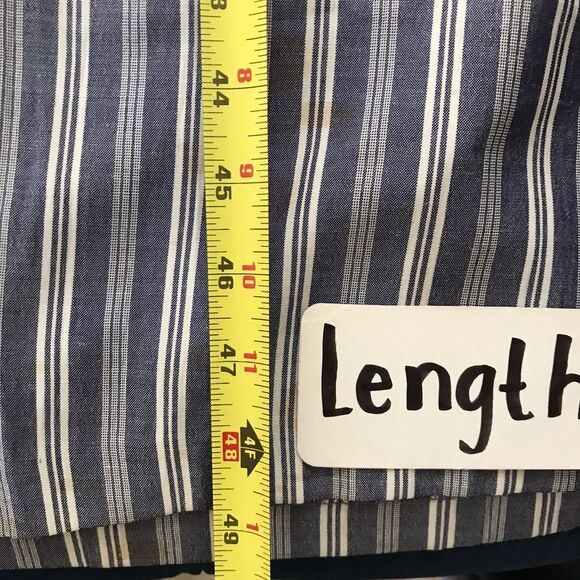 Vintage 90s All That Jazz Blue Striped Short Sleeve Midi Pencil Dress - M - Picture 7 of 8